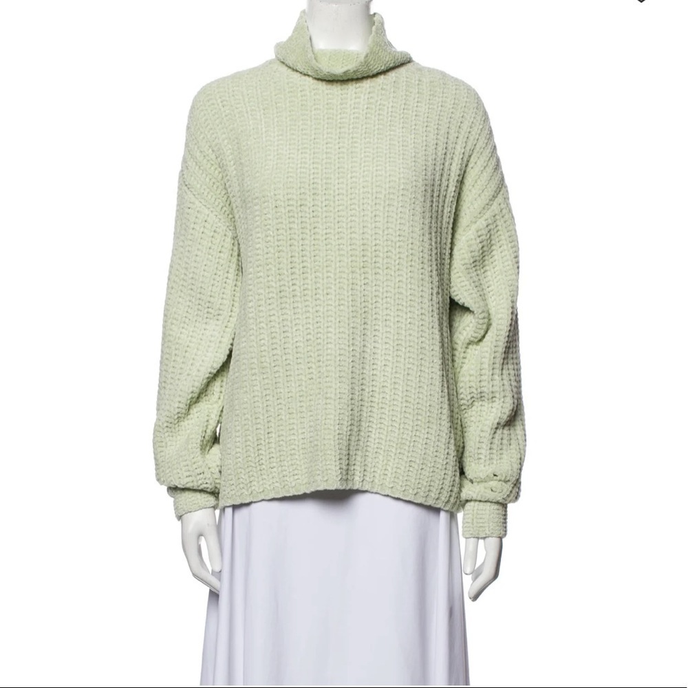 Sally LaPointe Knit Sage Green Turtleneck Sweater